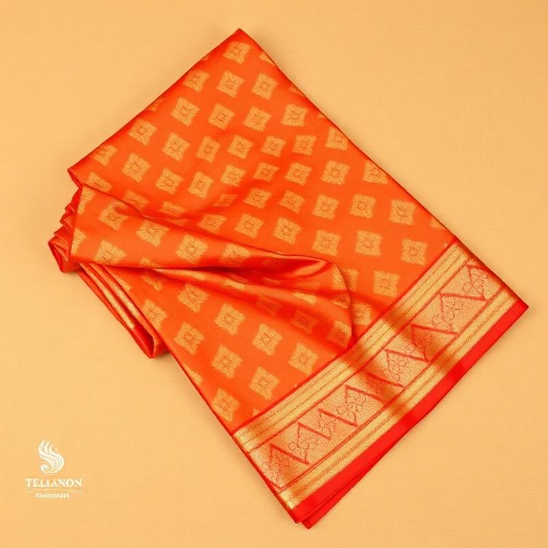 Orange Pochampally Ikat Silk Saree